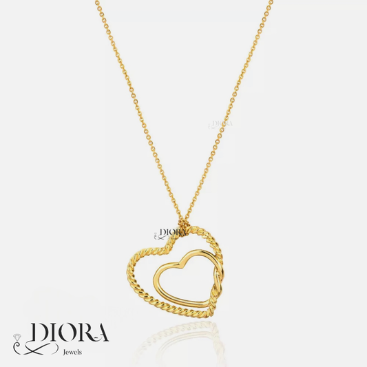 Double Heart Gold Pendant