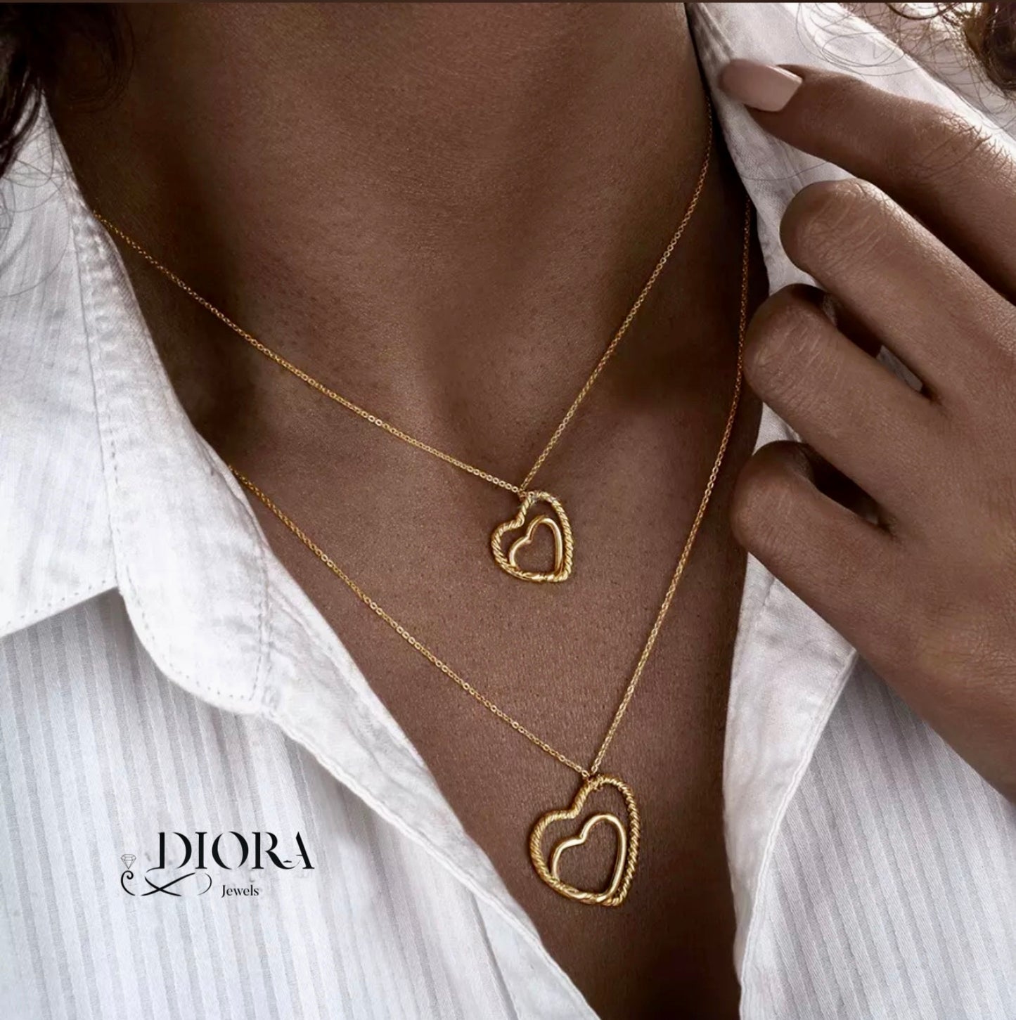 Double Heart Gold Pendant