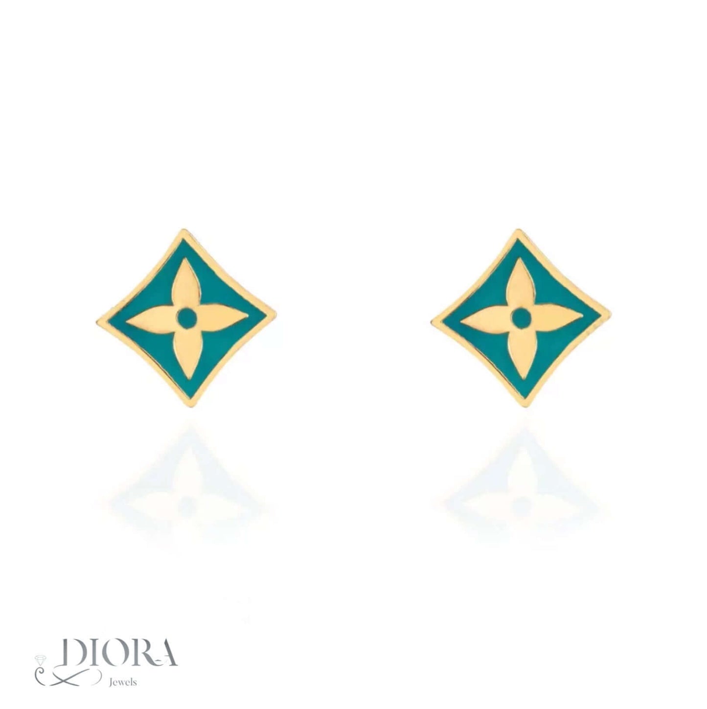 Green Louis Gold Flower Earrings