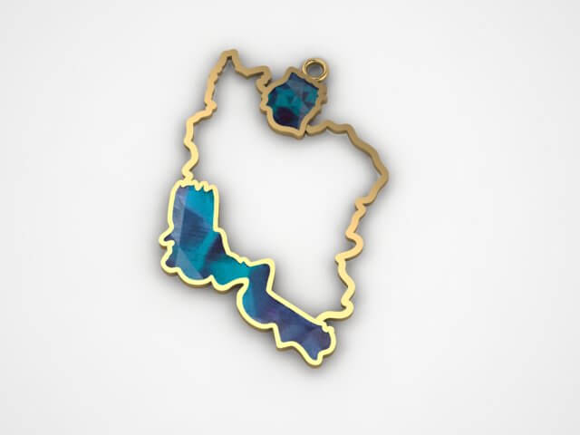 Persian Map Gold Pendant