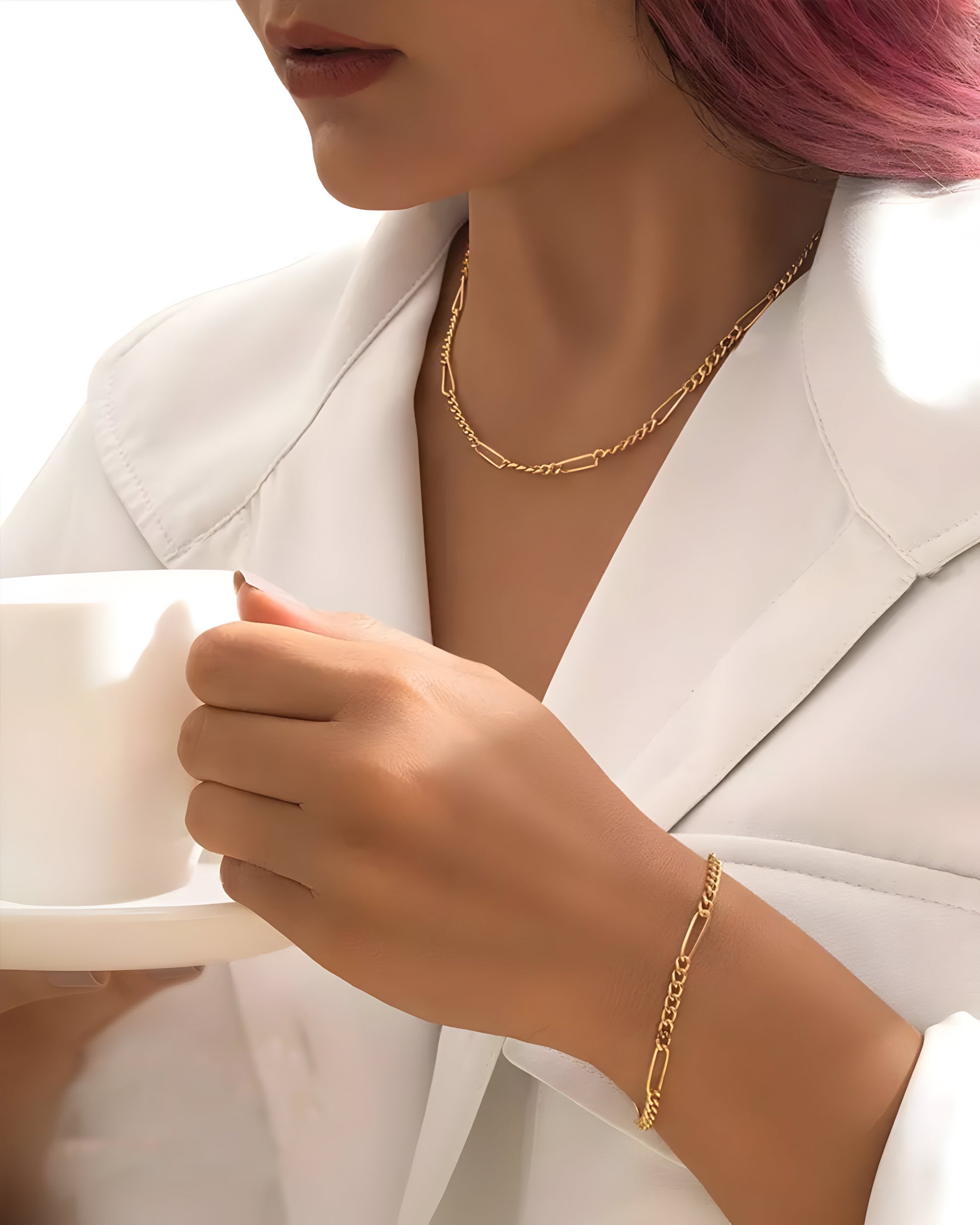 Figaro design Gold Bracelet
