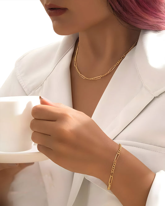 Figaro design Gold Bracelet