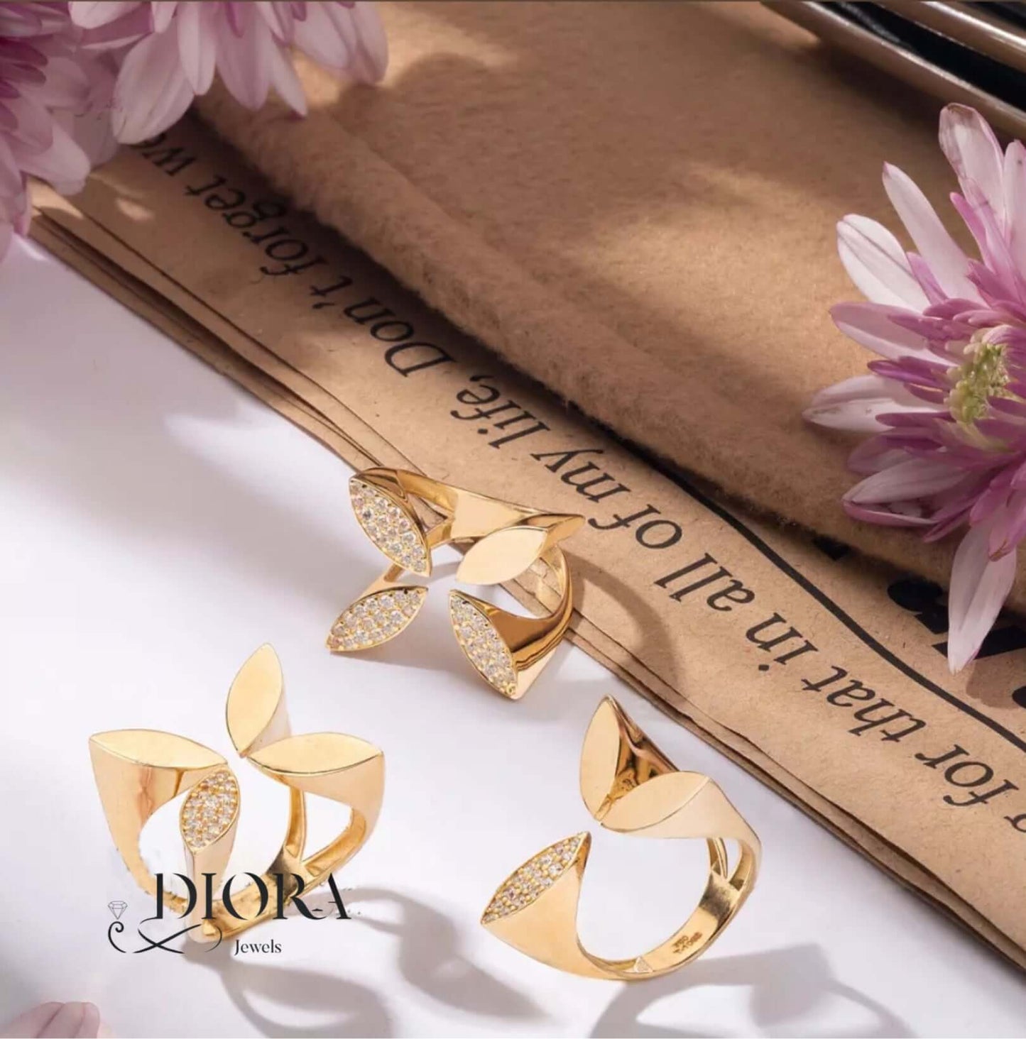 Jewelled Flower Ring - 4 Petals