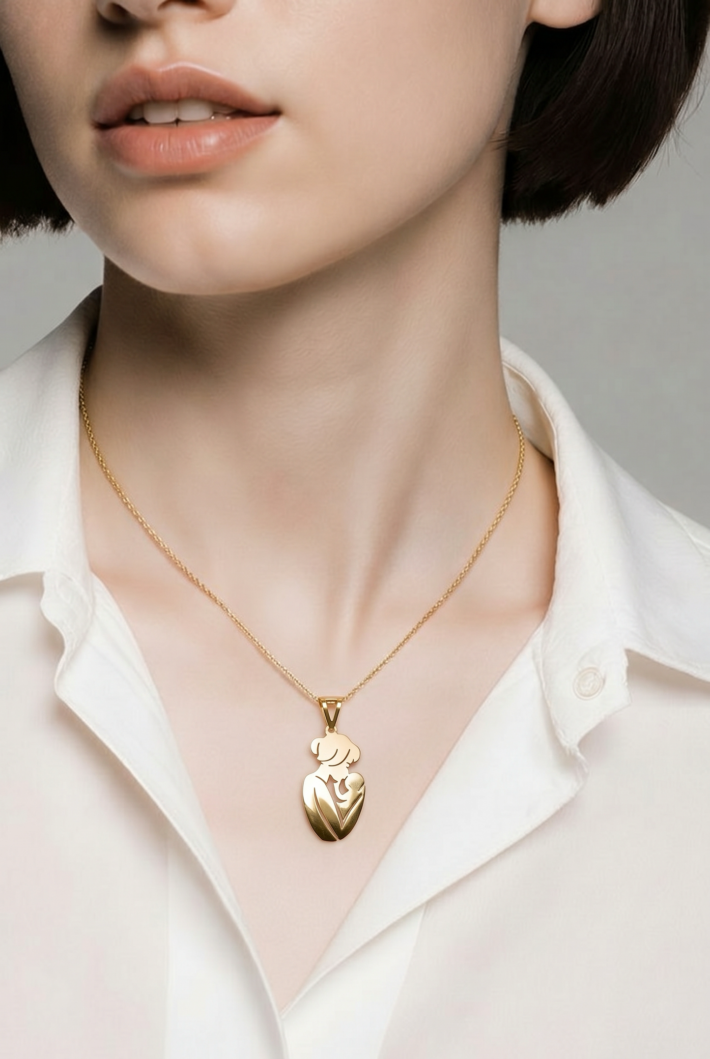 Mother and Child Gold Pendant