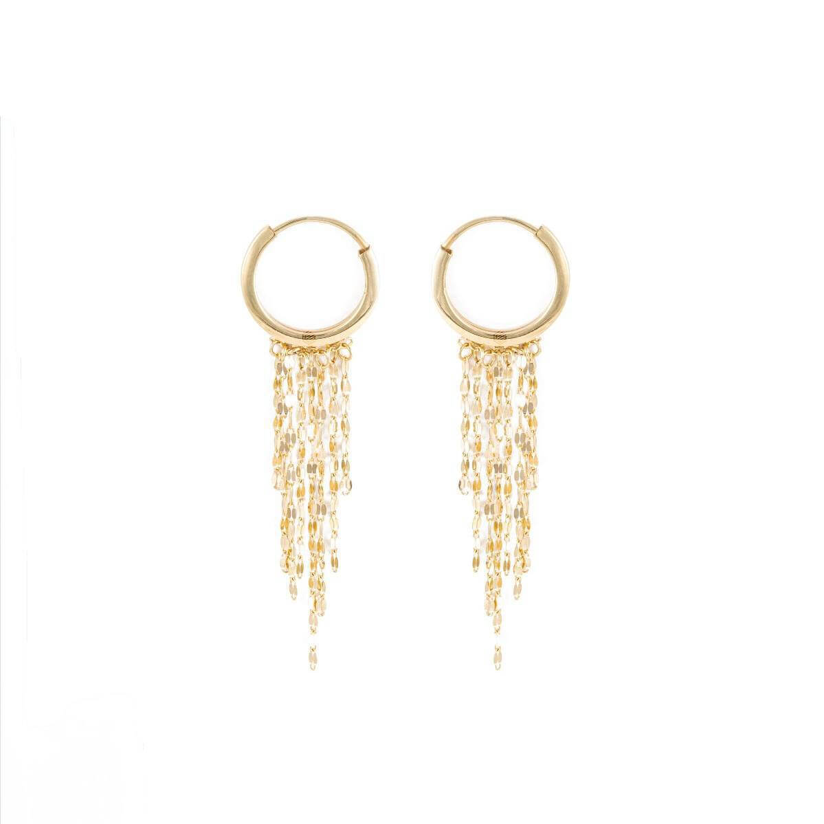 18K Gold Chain Hoop Earrings – Dangle Minimal