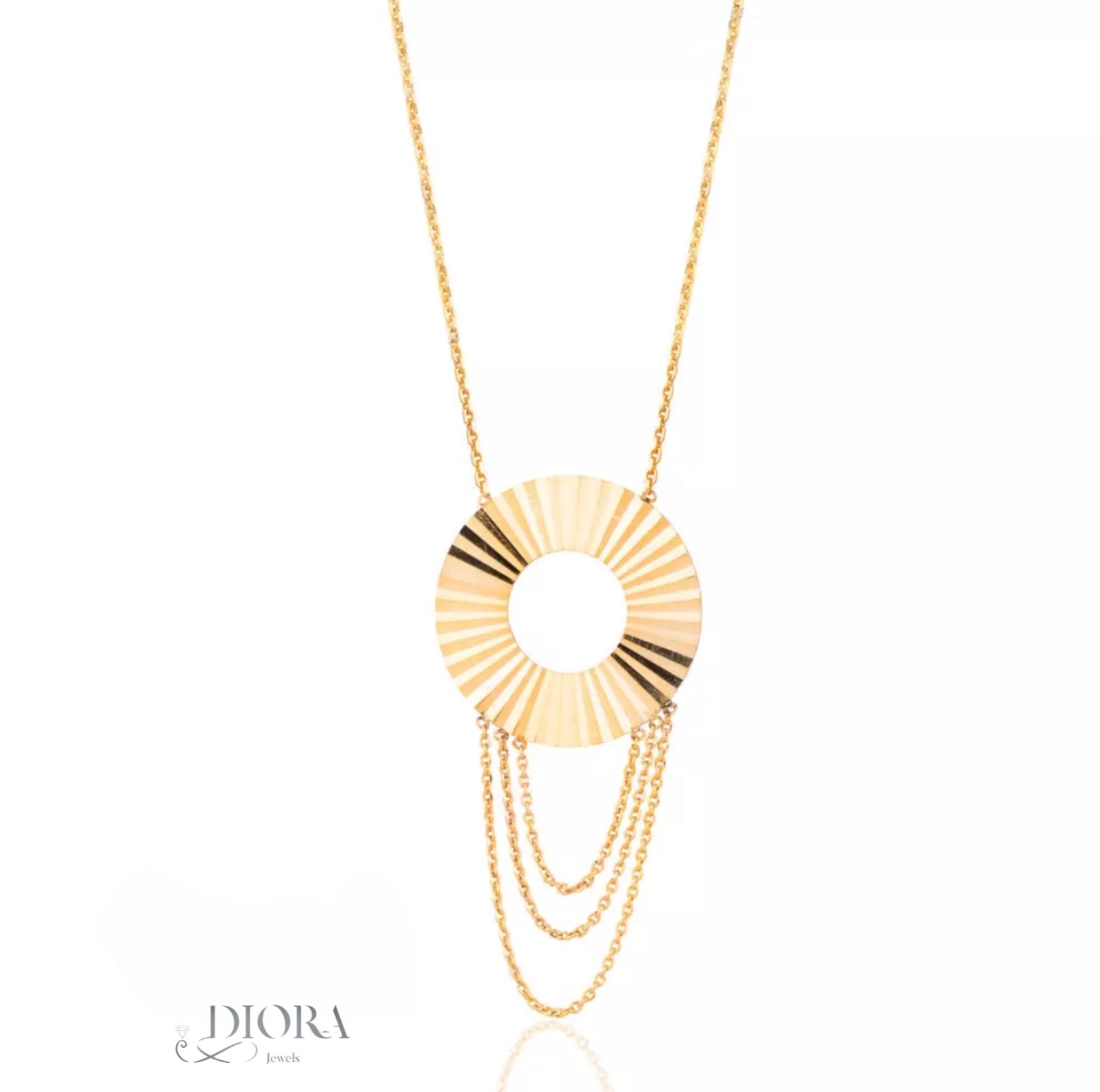 Disco Necklace with Dangle 18K gold with 3 grams from Diorajewels