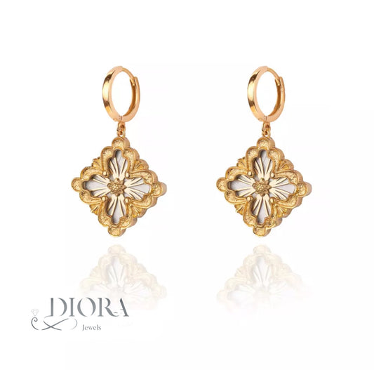Ornate Gold and Silver Earrings
