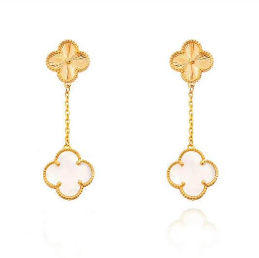 Flower Design Gold Earrings