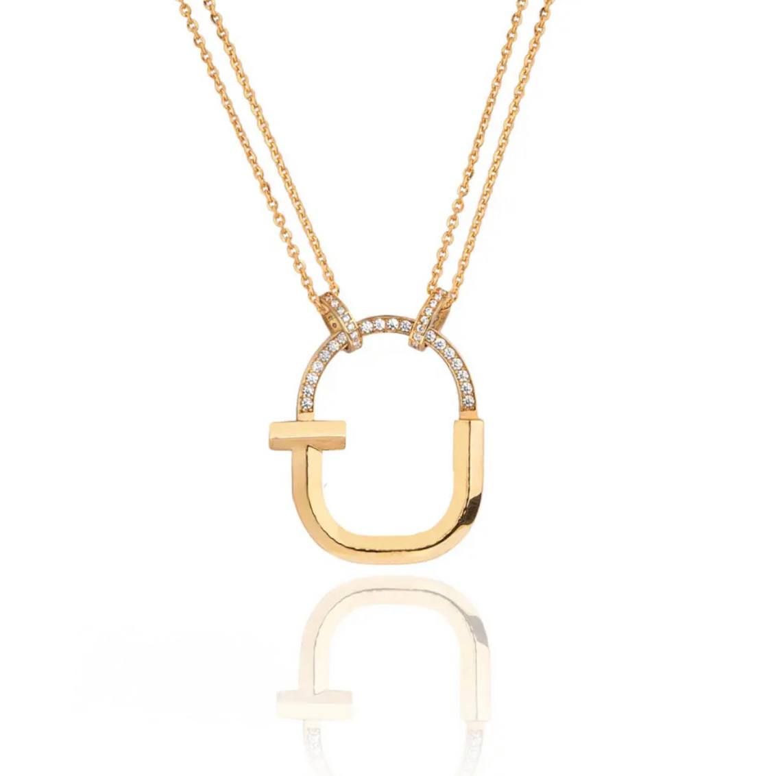 T Lock Gold Necklace