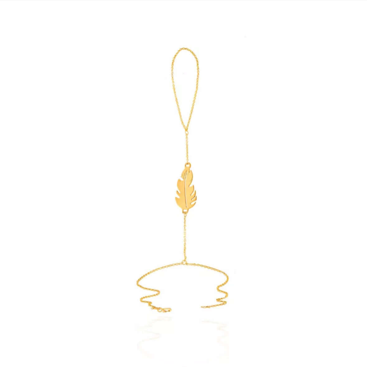 18K Laurel Leaf Gold Hand Chain | Diora Jewels