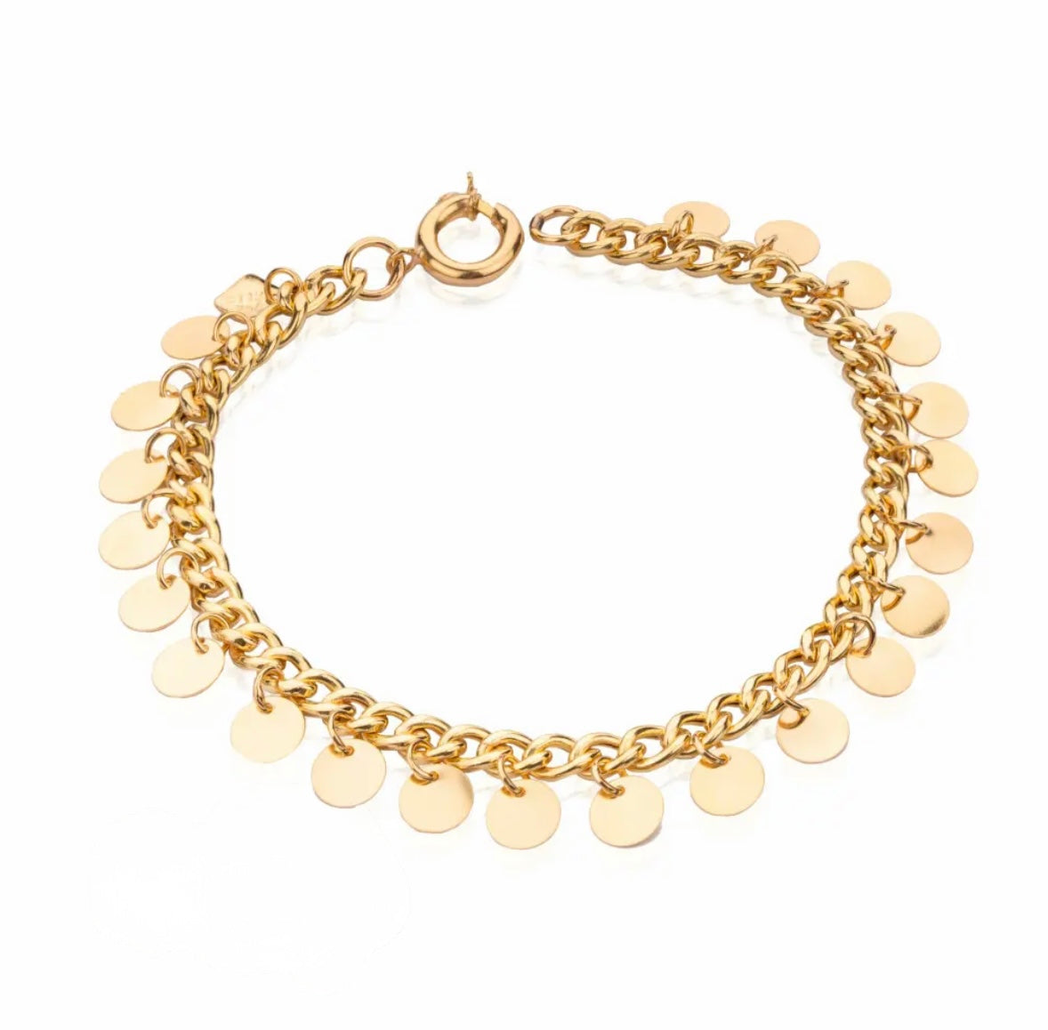 18K Sequin Charm Gold Bracelet