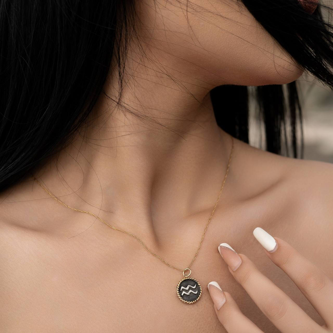 Zodiac Aquarius Gold & Silver Pendant