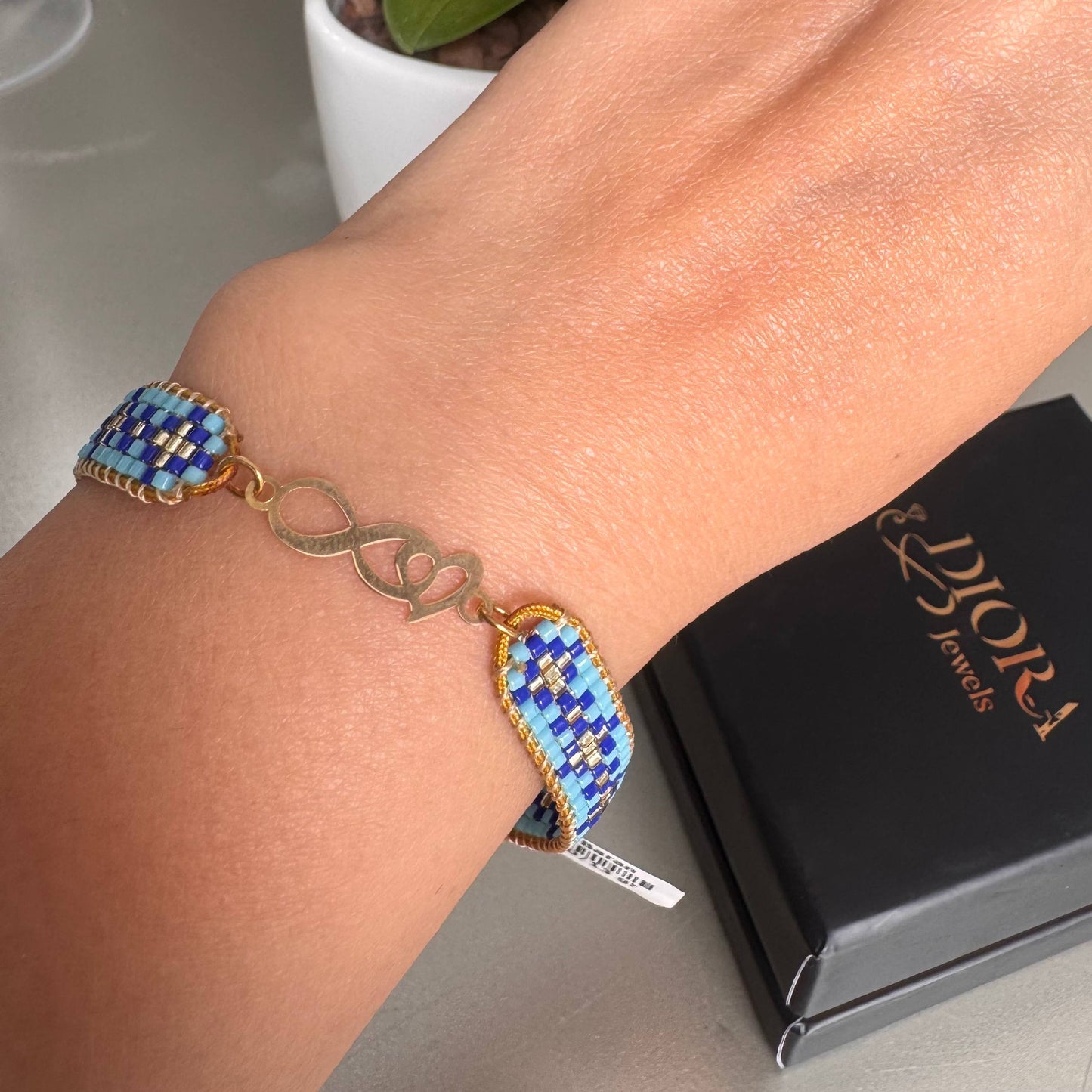 18K Infinity Heart Miyuki Cord Bracelet