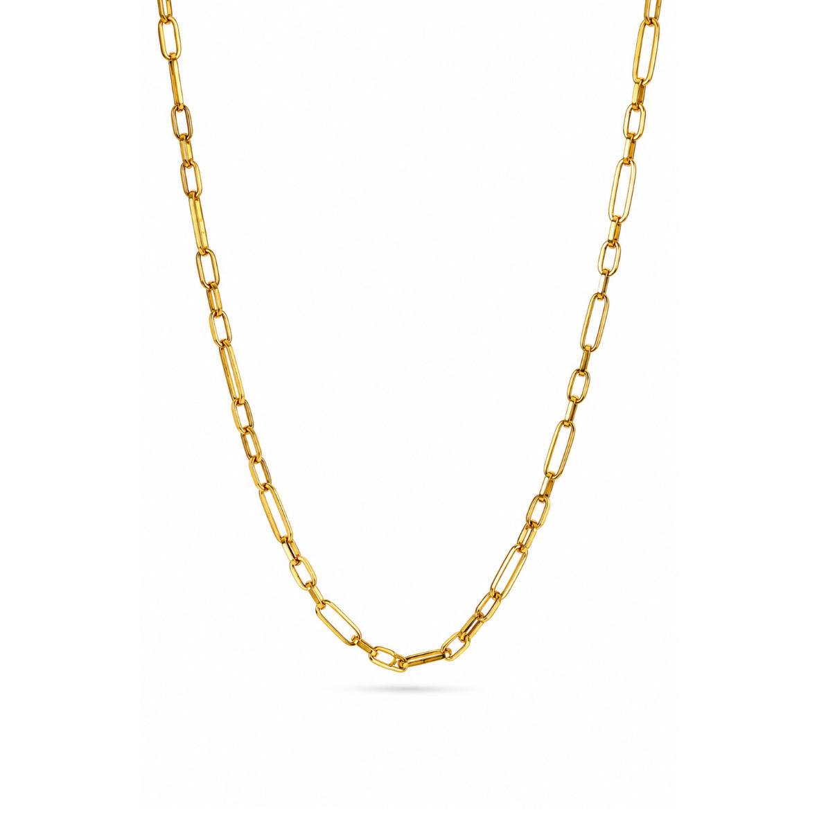 18K Diplomat gold chain necklace for men
Men's gold necklace with elongated rectangular links
Luxury 18K gold chain necklace with polished finish
Modern diplomat link gold chain