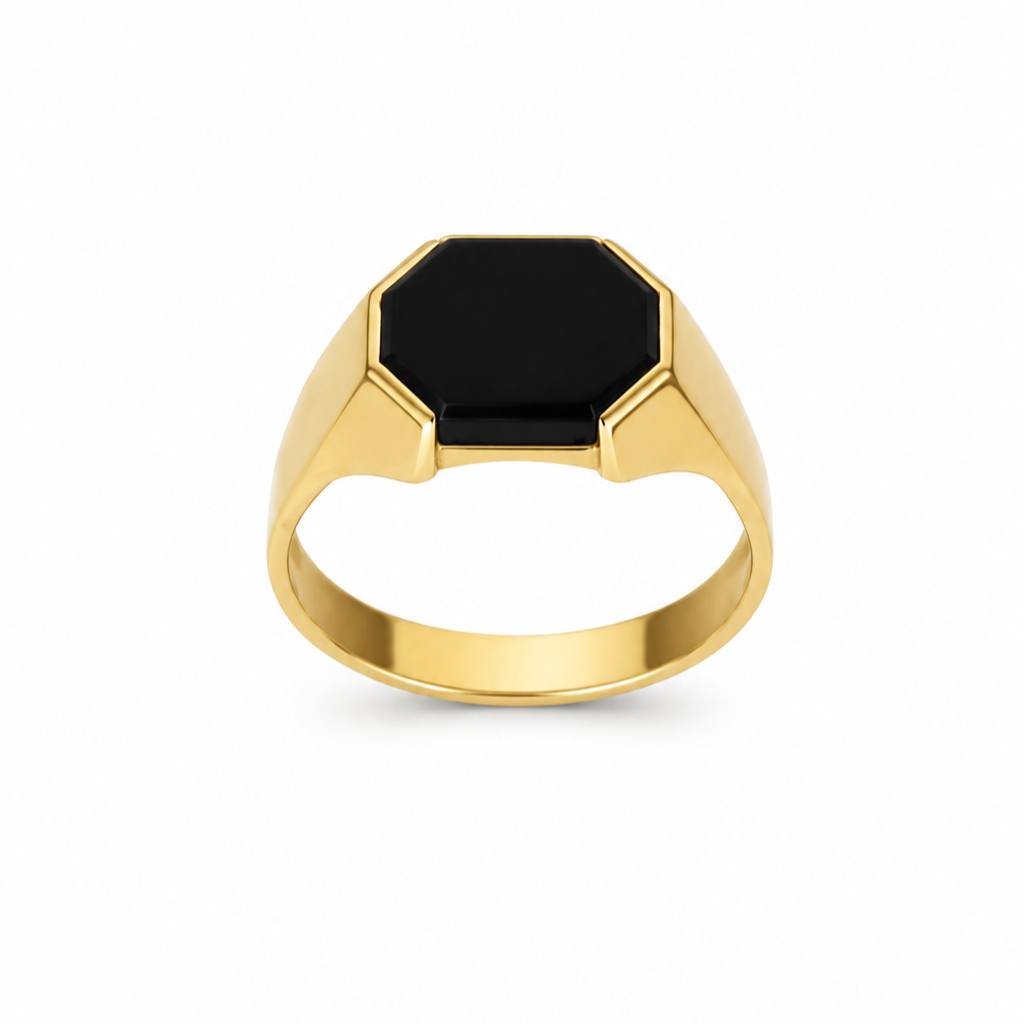 Bold Onyx Signet Gold Ring