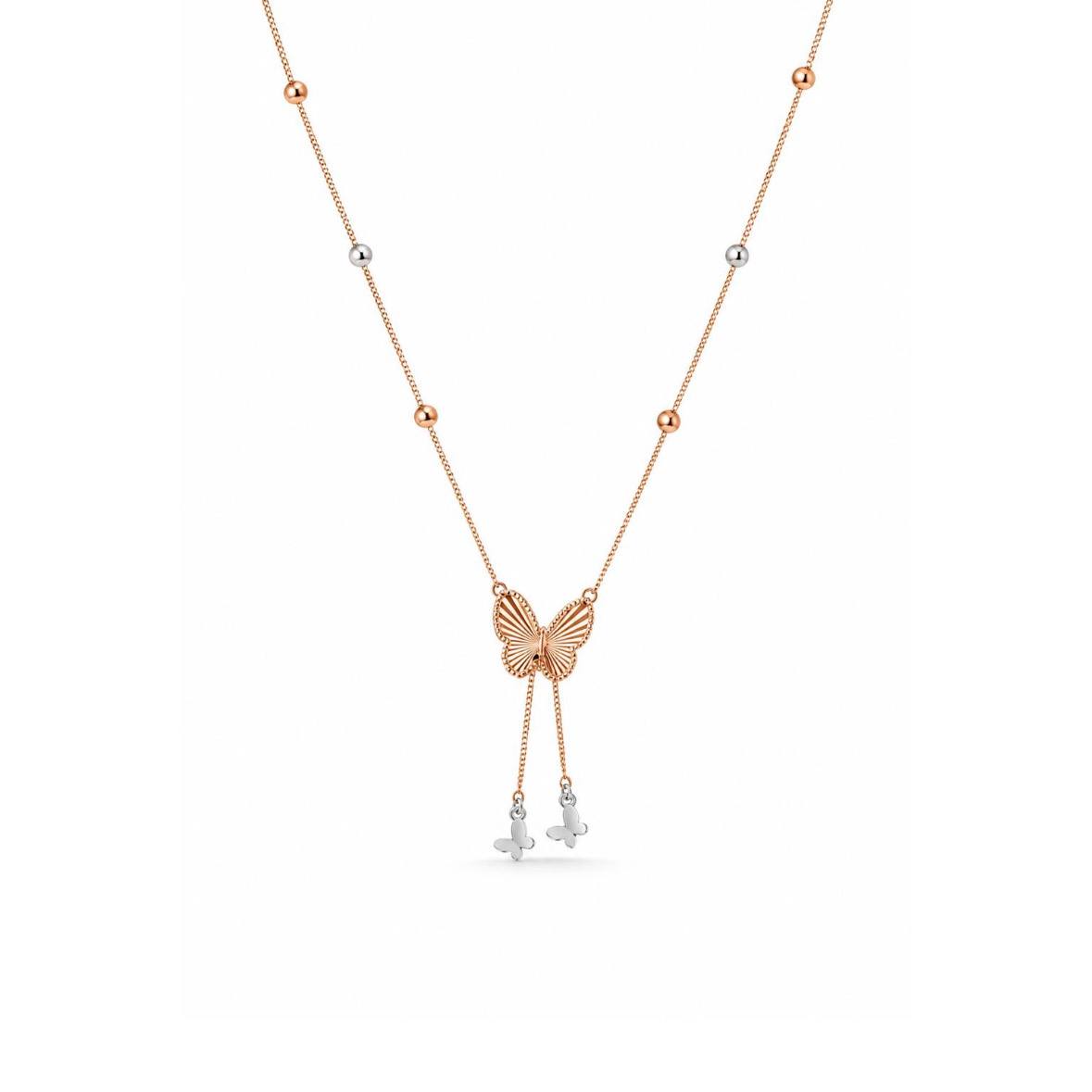 Rose Gold Butterfly Lariat Necklace