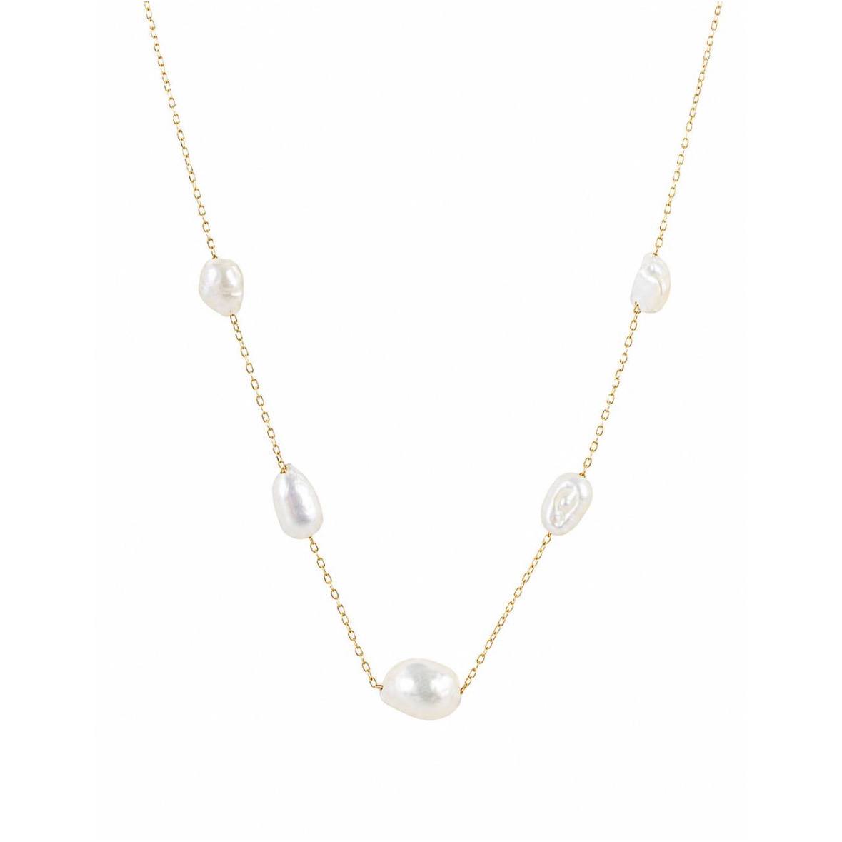 Gold Baroque Pearl Necklace