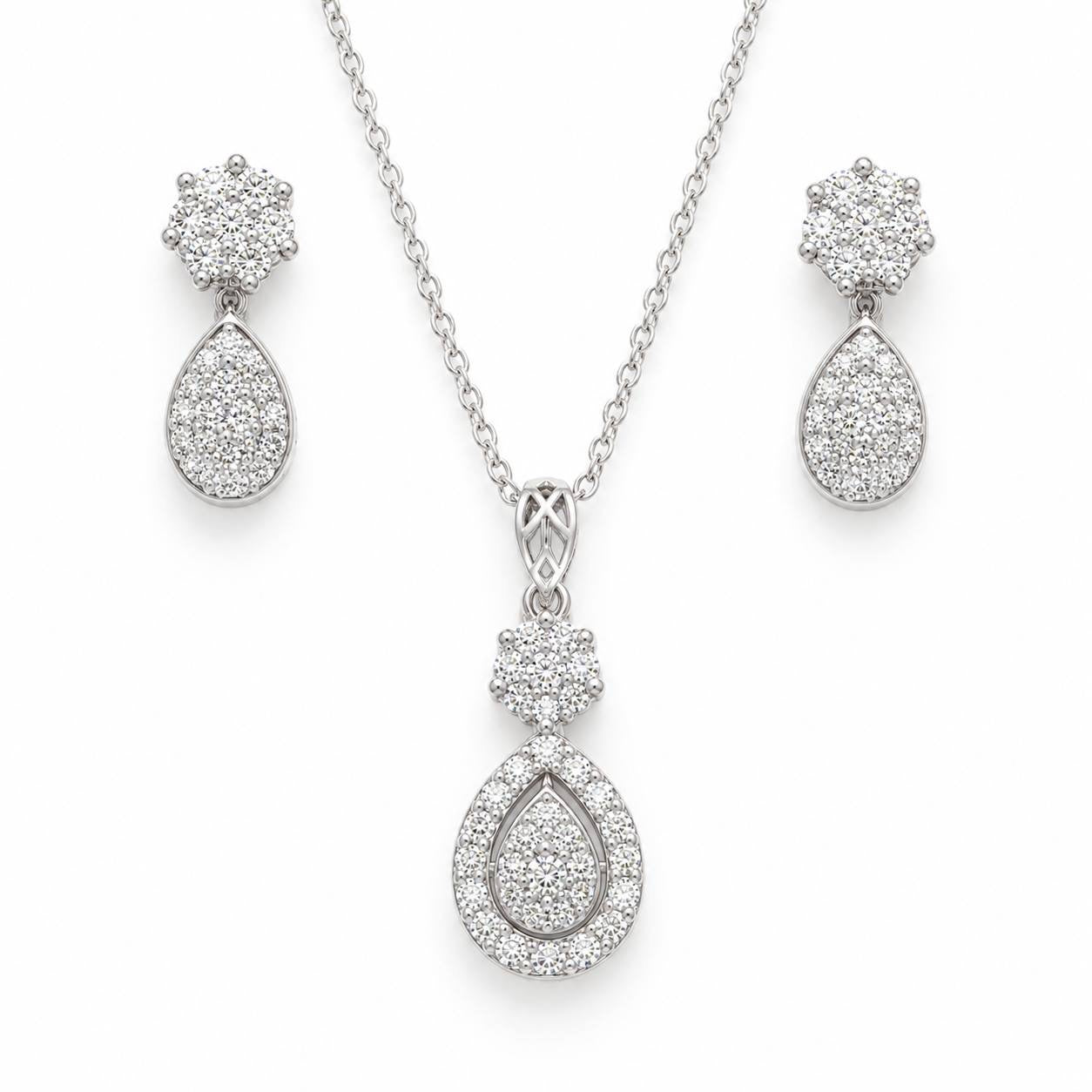 White Gold Teardrop Jewelry Set