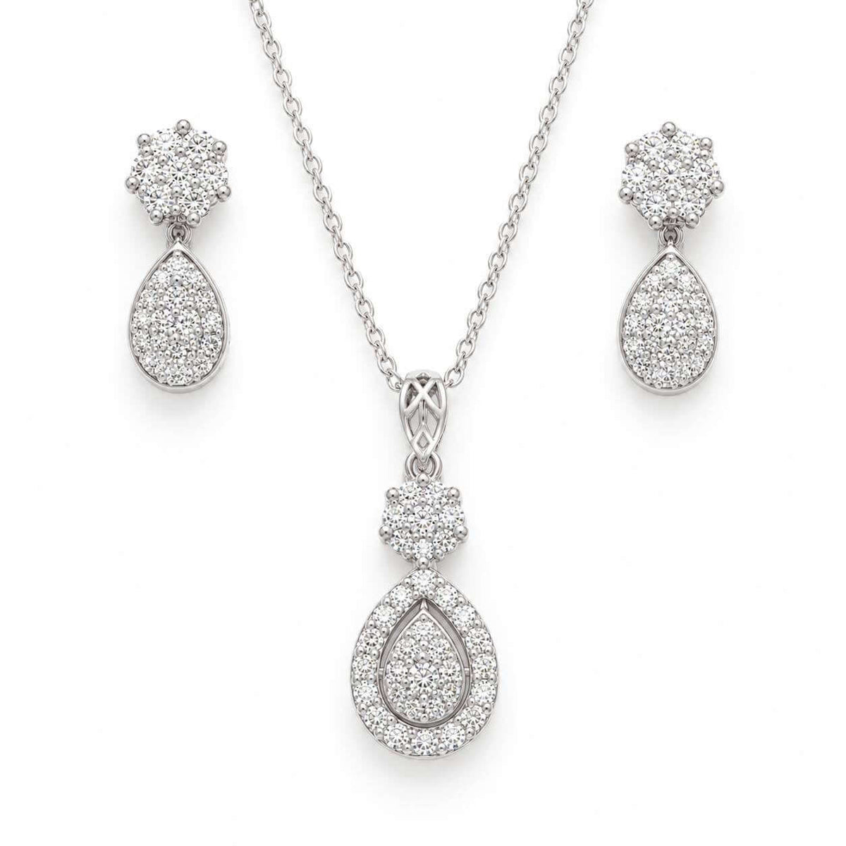 White Gold Teardrop Jewelry Set