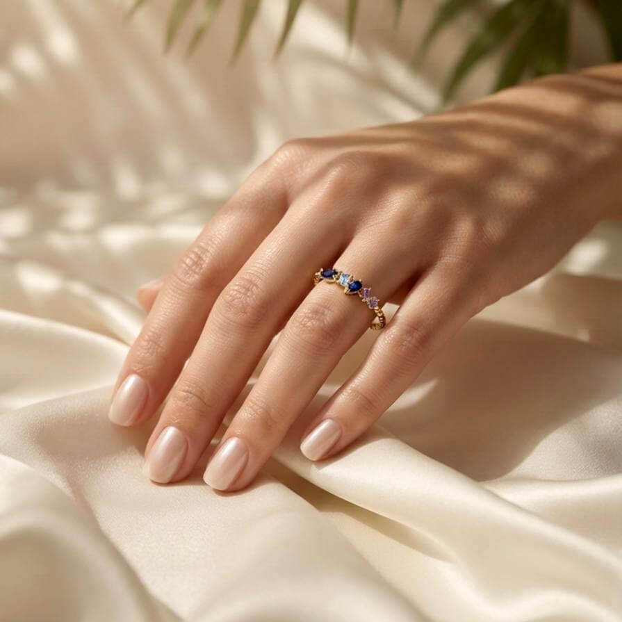 Gold Minimal Multi-Stone Ring