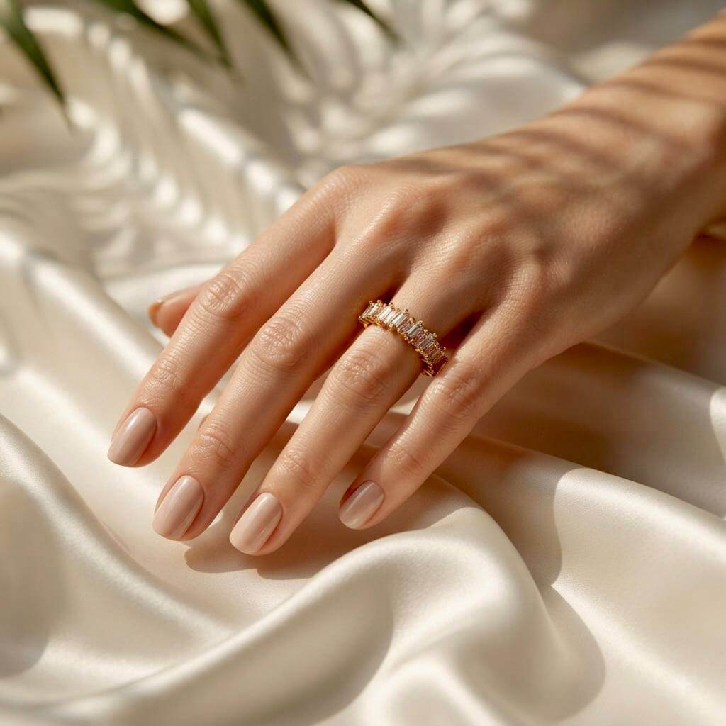 Gold Pink Baguette Ring
