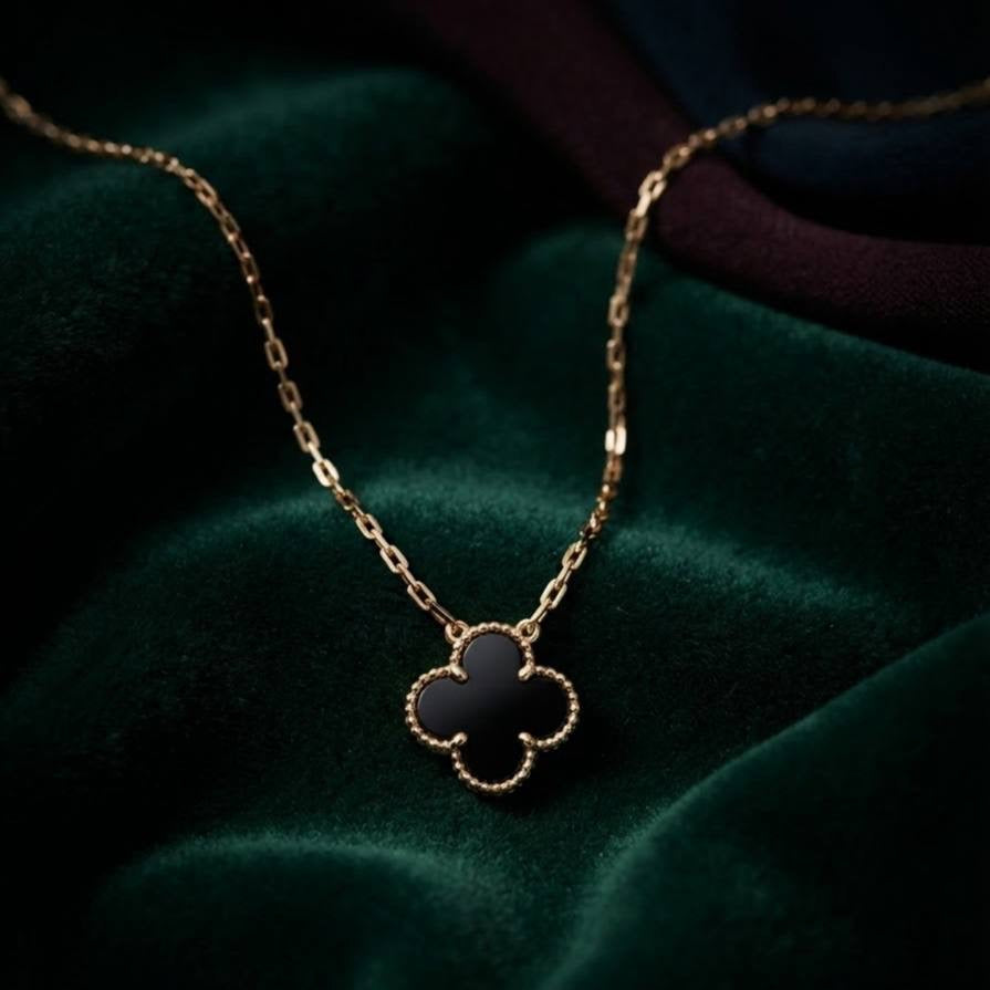 Gold Black Clover Necklace