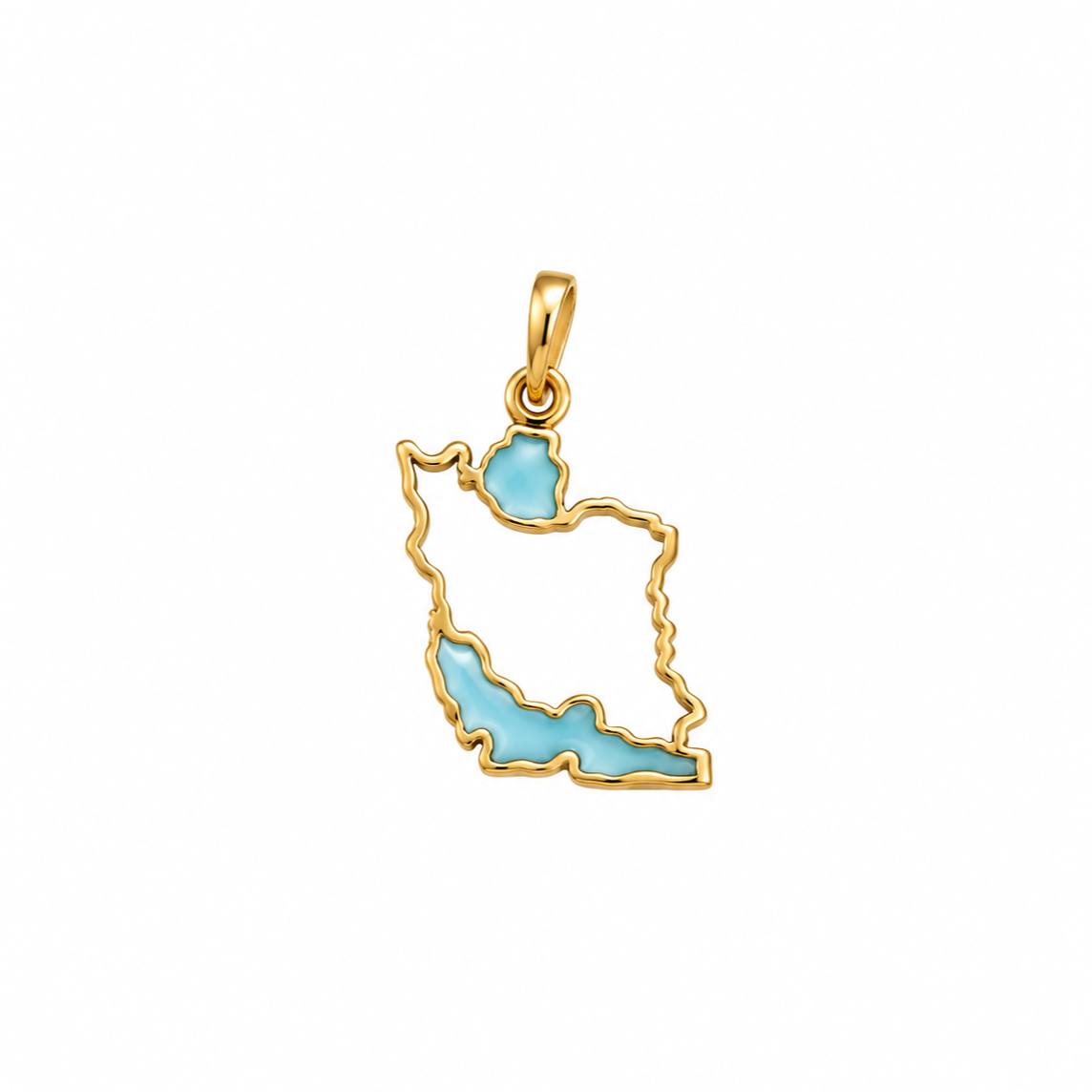Gold Iran Map Pendant