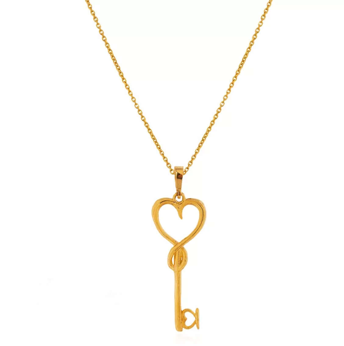 Heart Key Pendant necklace in gold featuring a romantic heart key design, perfect for elegant jewelry collections.