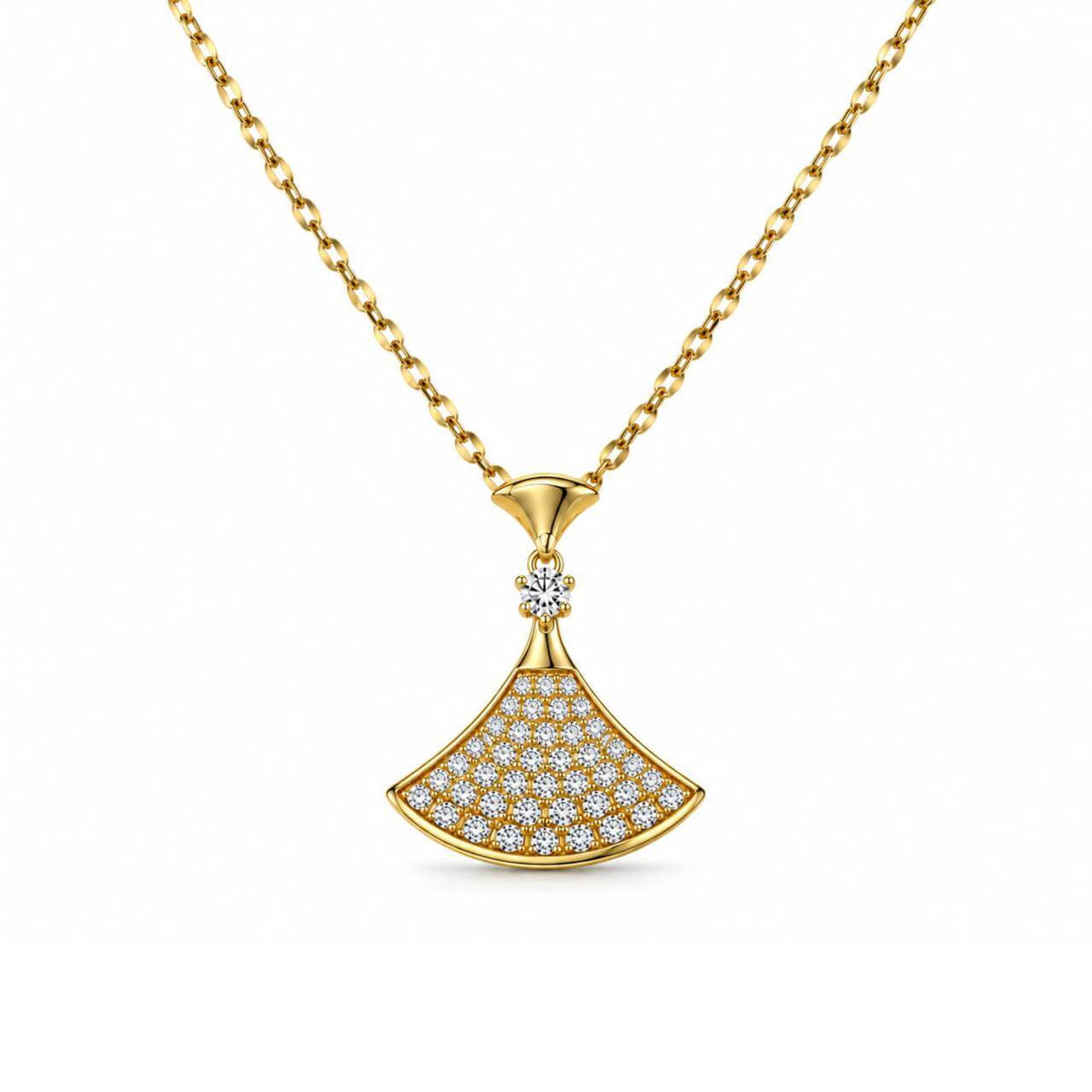 Gold Pave Fan Necklace