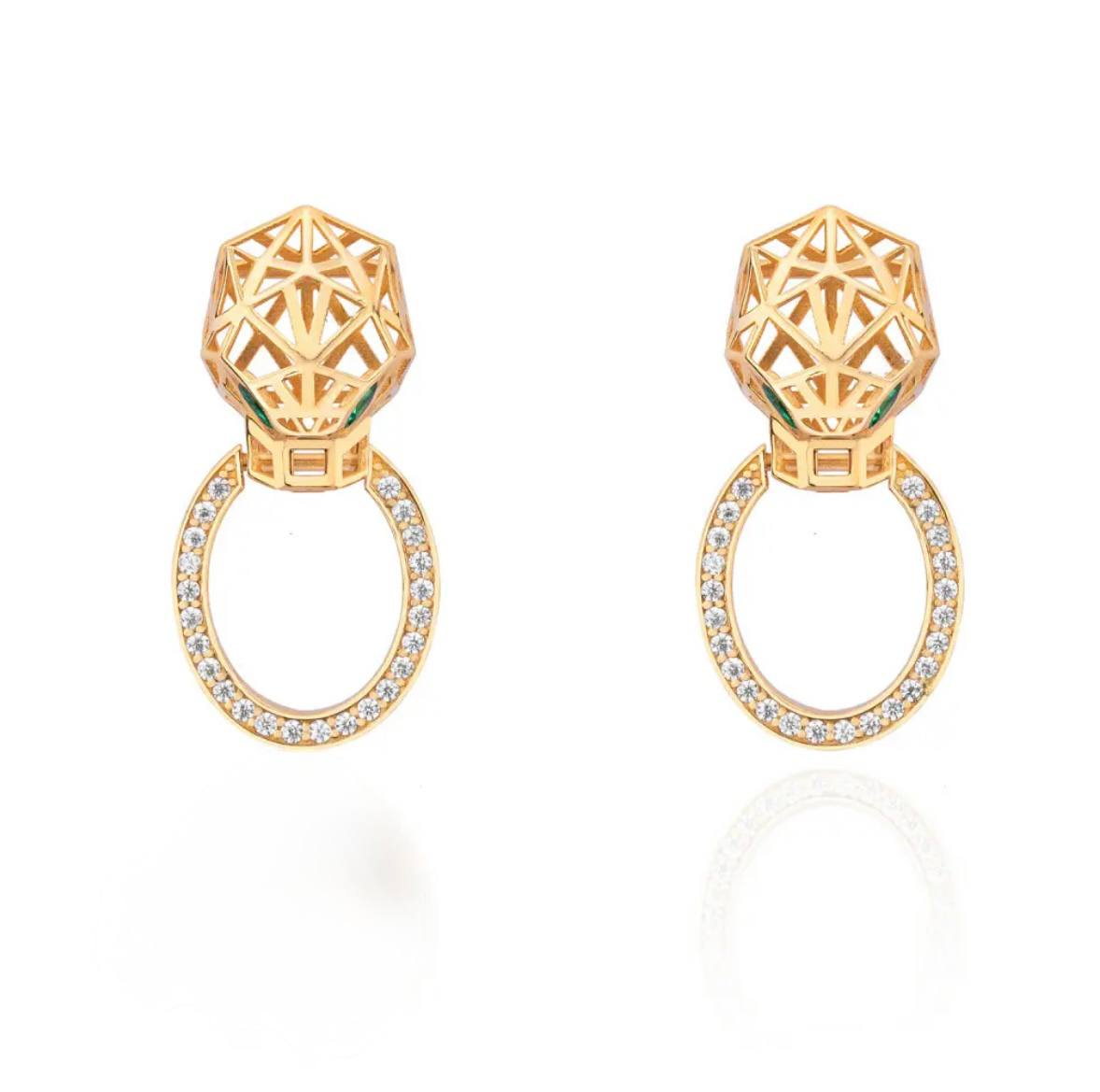 Gold Panther Earrings
