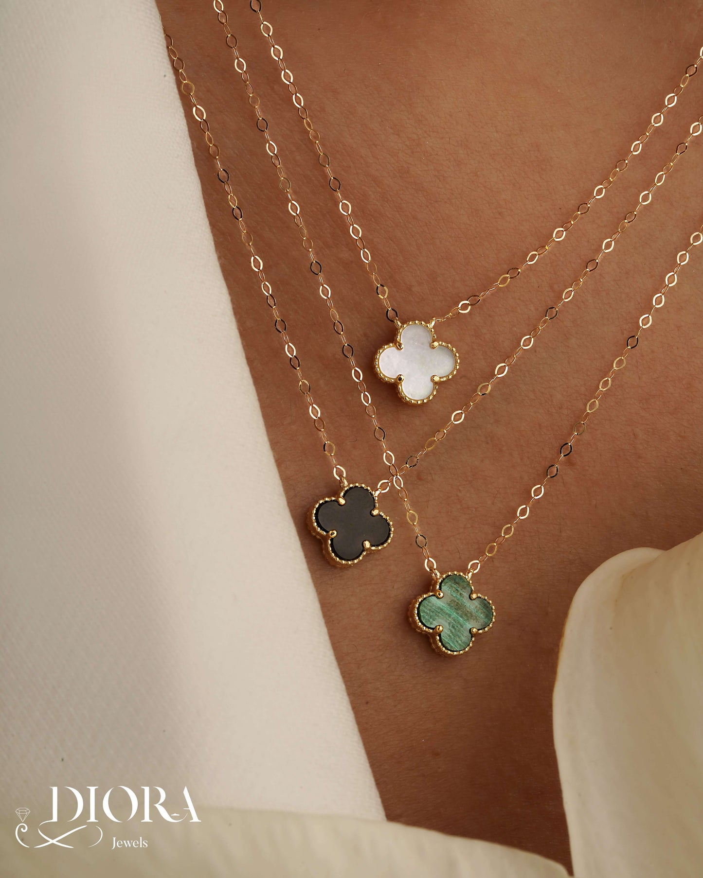 Mini Alhambra Gold Necklace - Black