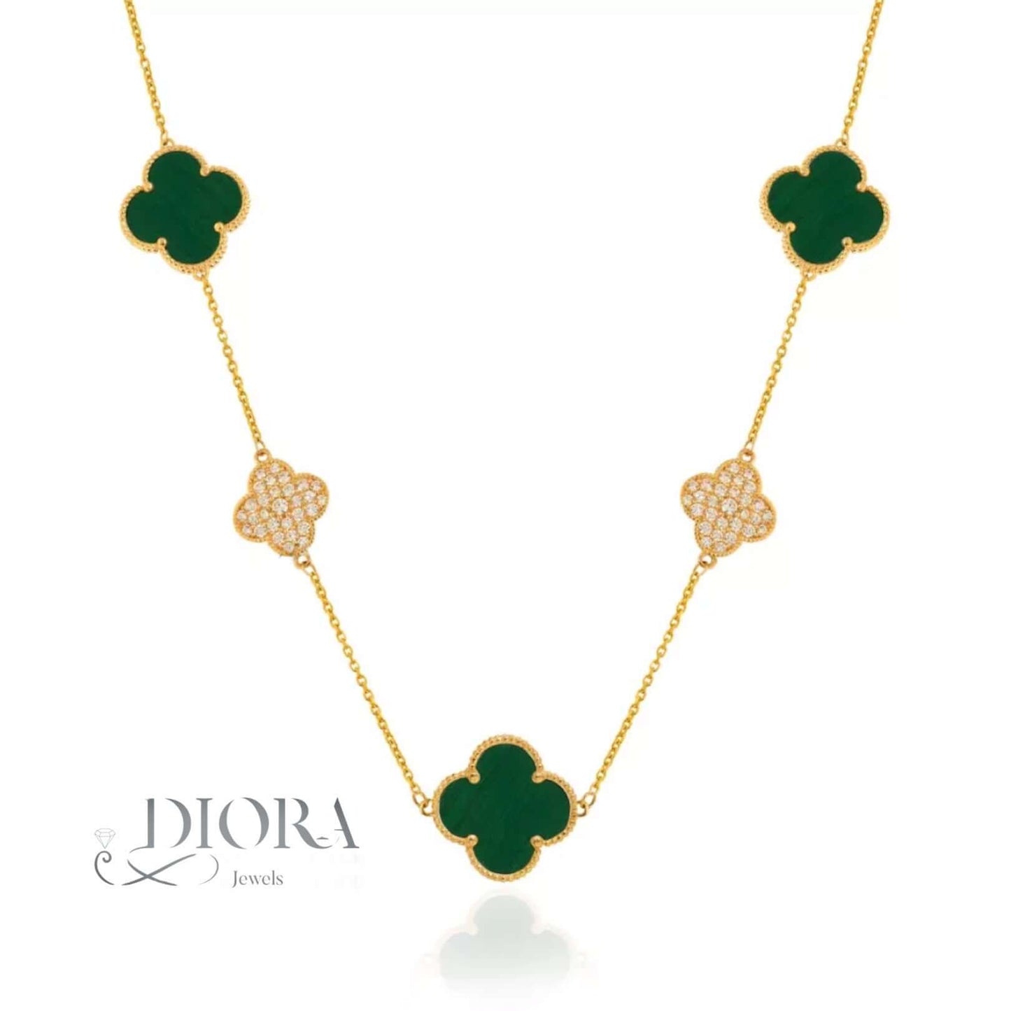 Malachite Alhambra Necklace - 5 motifs