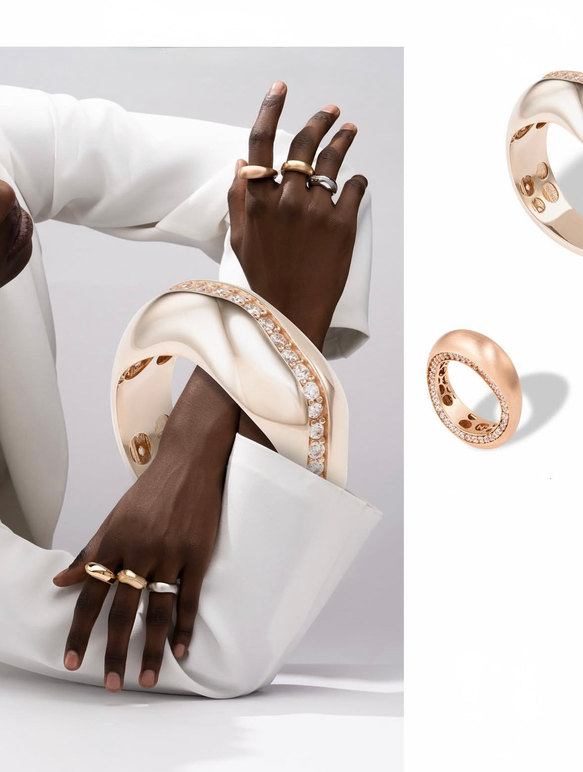 ORBIT Matt Jewelled Gold Ring