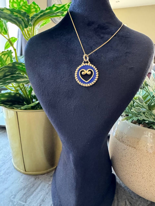 Blue Heart Gold Pendant
