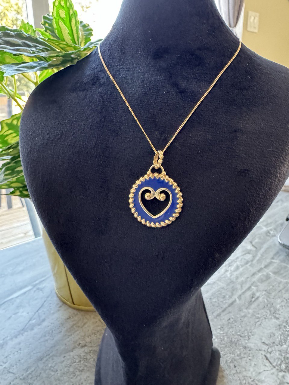 Blue Heart Gold Pendant