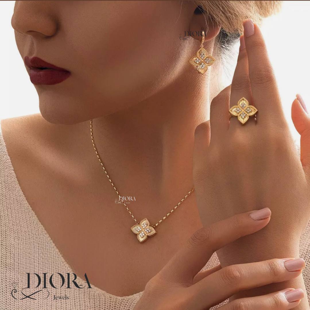 Paradise Flower Gold Necklace 18K gold with 8.20 grams from Diorajewels