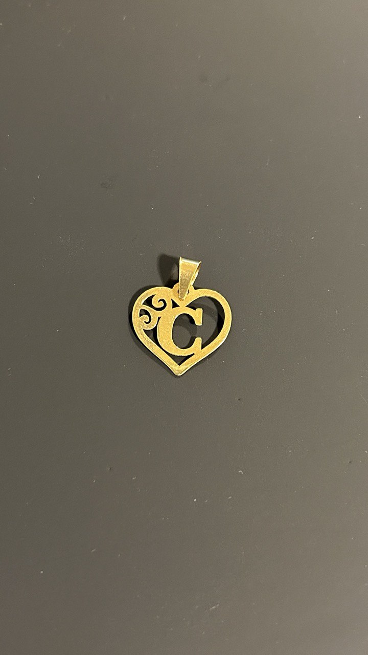 C Heart Initial Gold Pendant