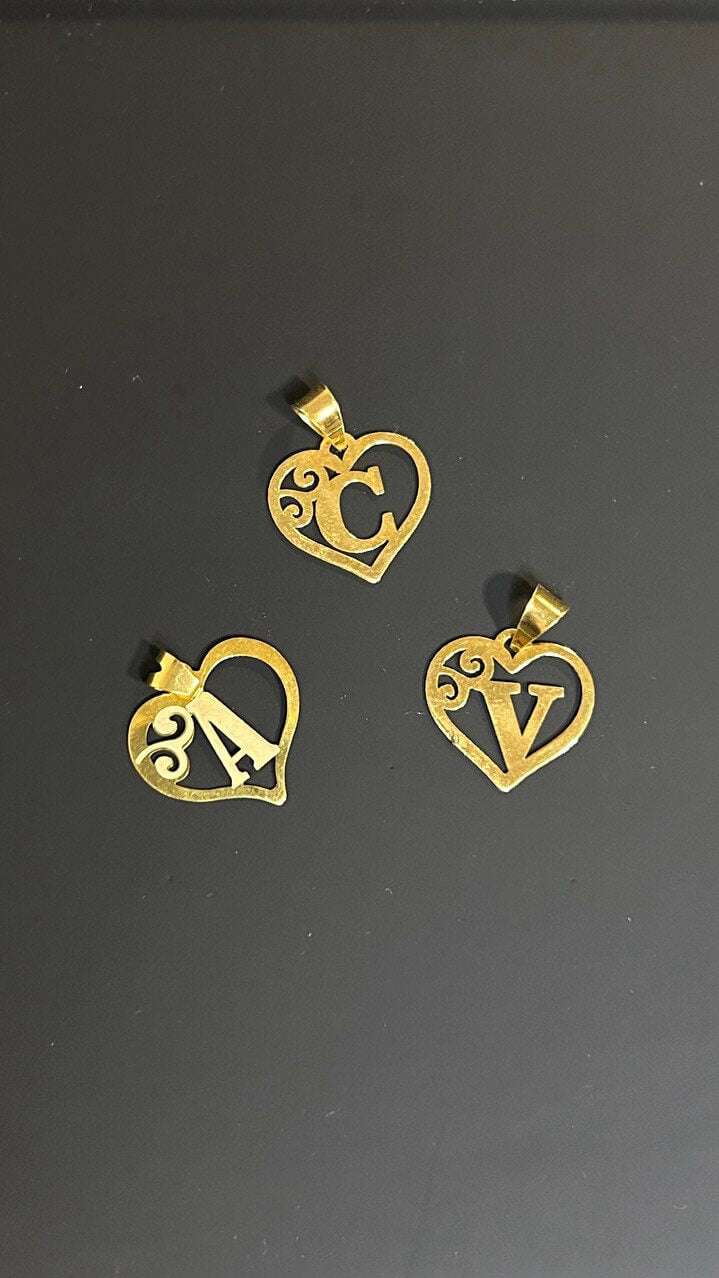 C Heart Initial Gold Pendant