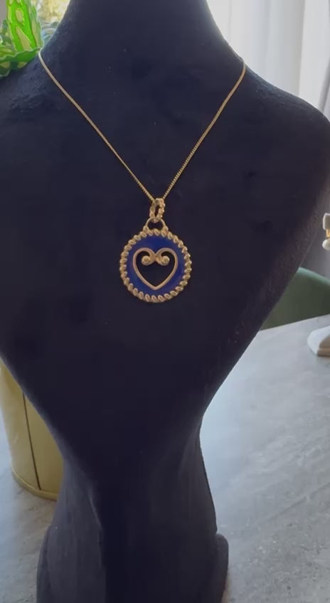 Blue Heart Gold Pendant