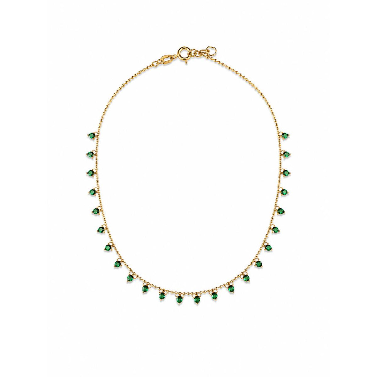 Gold Green Drop Charm Necklace