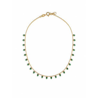 Gold Green Drop Charm Necklace