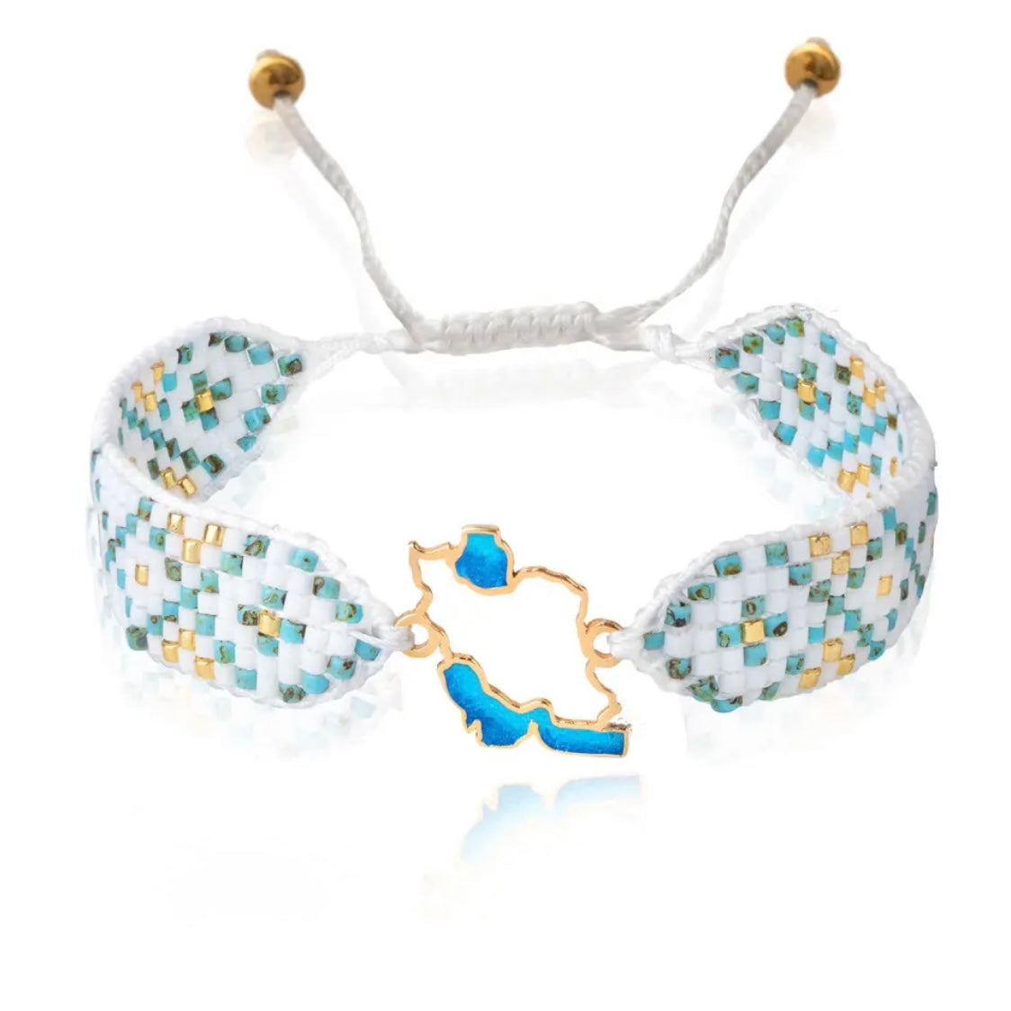 Miyuki Bracelet with 18K Gold Iran Map