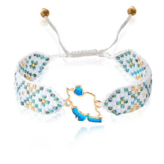 Miyuki Bracelet with 18K Gold Iran Map