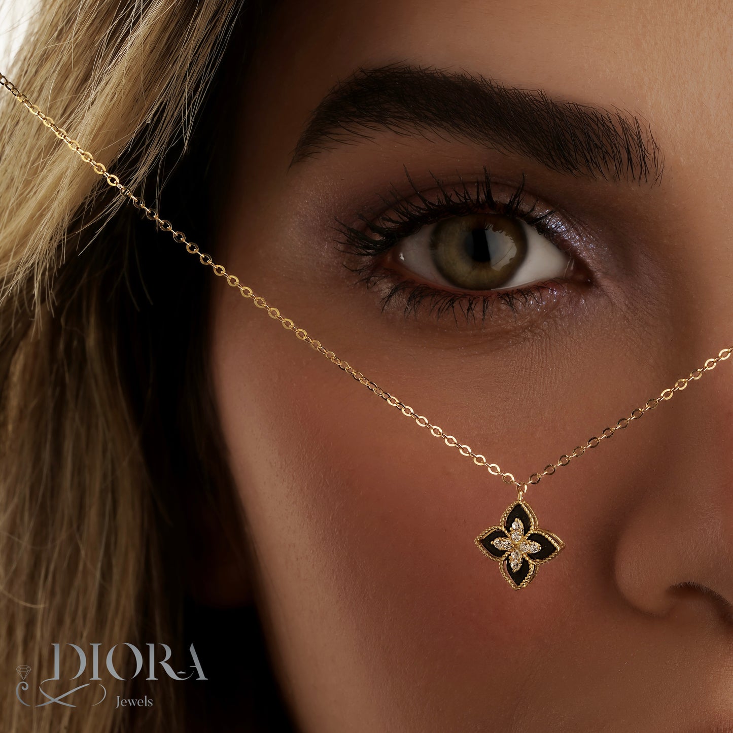 Gold Necklace and Onyx Stone
