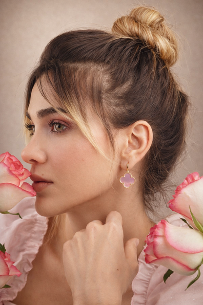 18K Alhambra Mother of Pearl Pink Gold Earrings