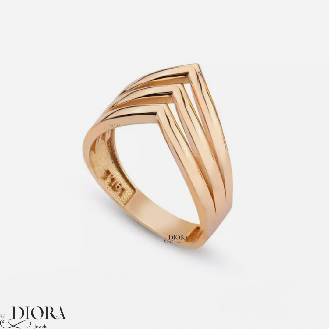 18K Gold Minimal Geometric Stackable Ring