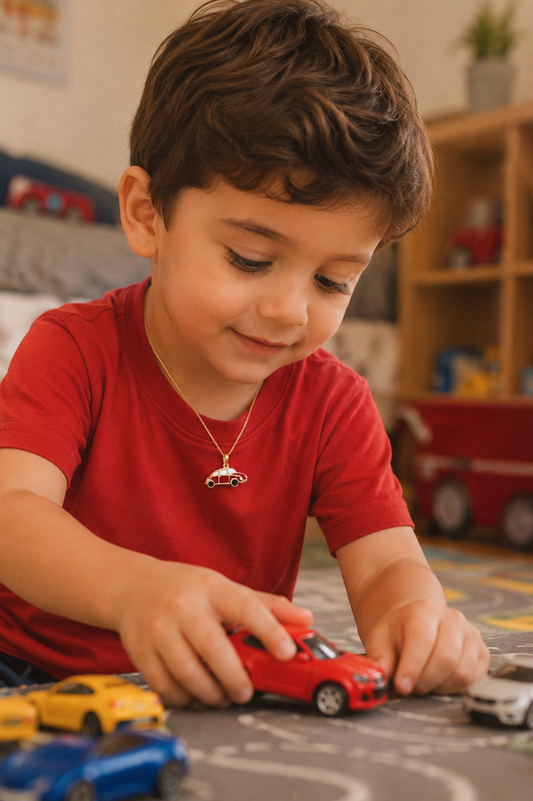 Red Car Gold Pendant for Boys
