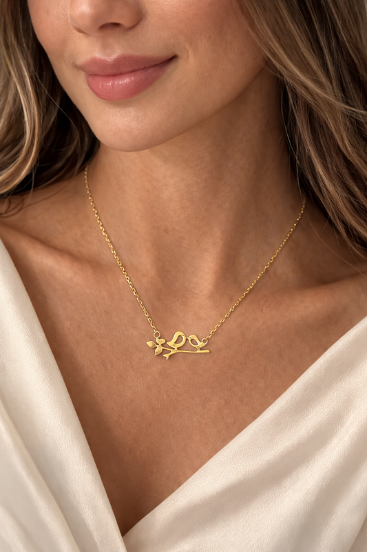 18K Love Birds Gold Necklace