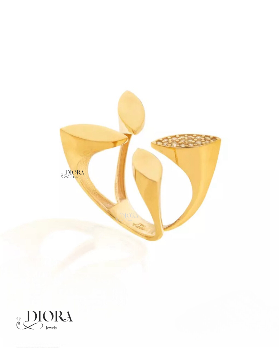 Jewelled Flower Ring - 4 Petals
