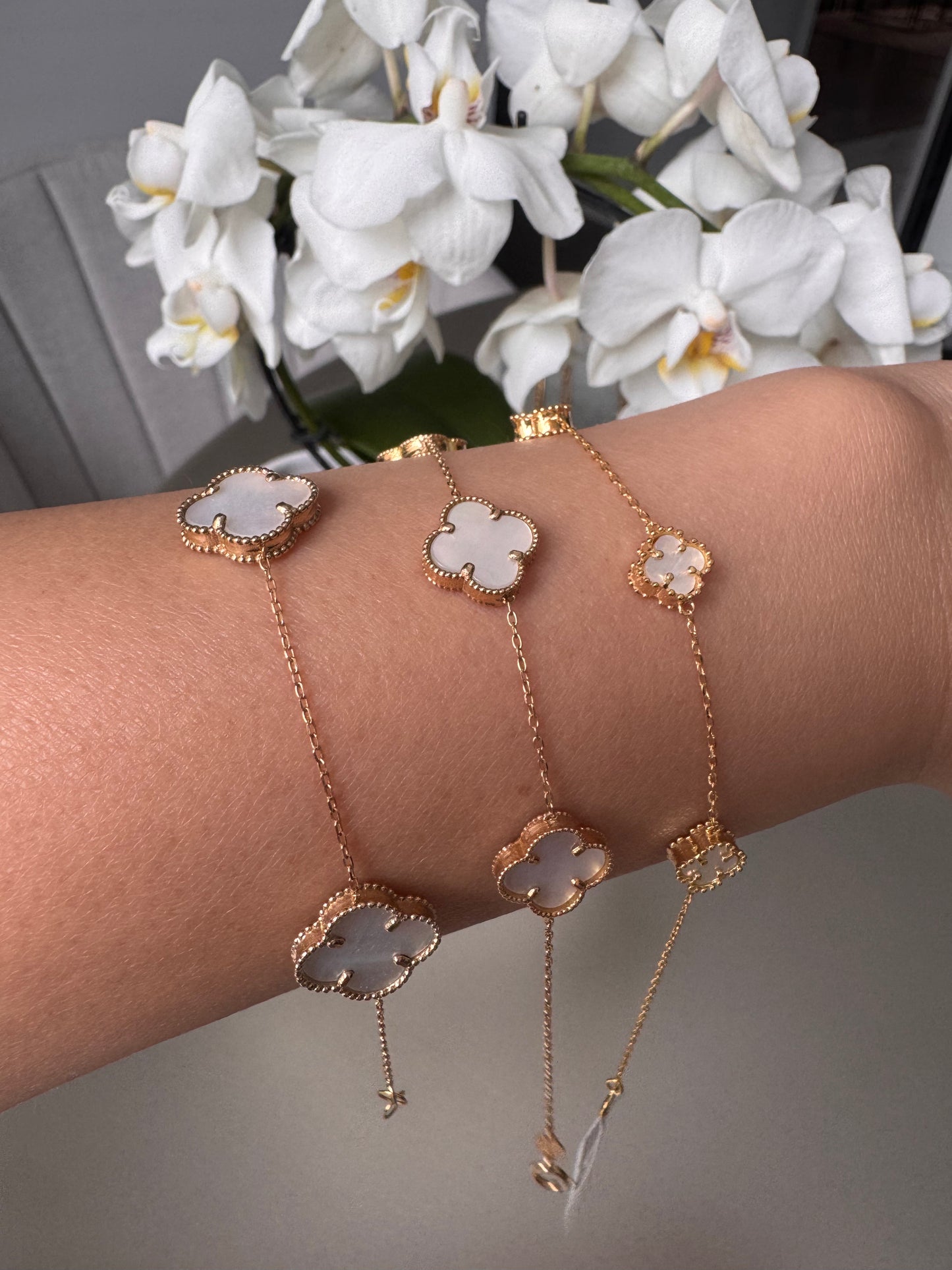 18K Minimal Pearl Alhambra Bracelet